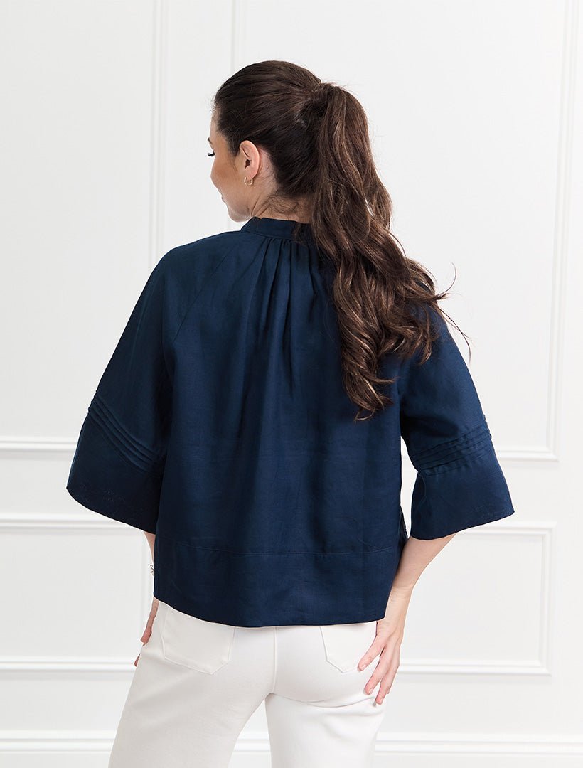 Harriet Linen Shacket Navy - FINAL SALE - Zjoosh