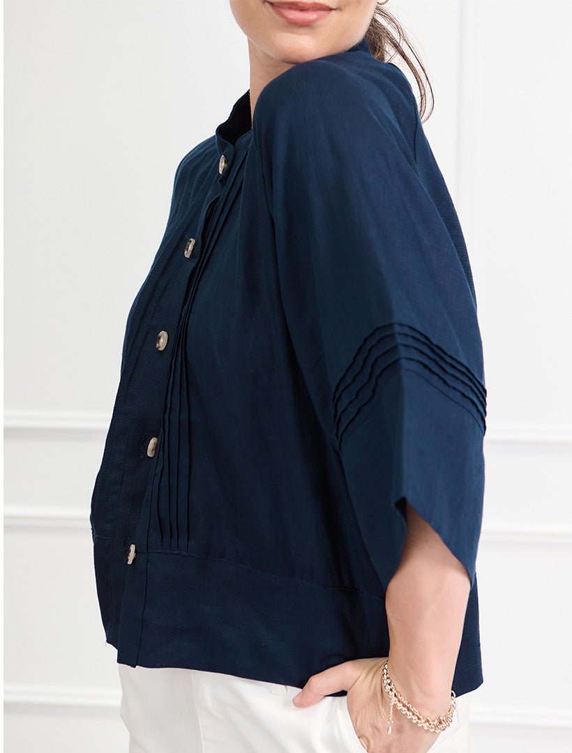 Harriet Linen Shacket Navy - FINAL SALE - Zjoosh
