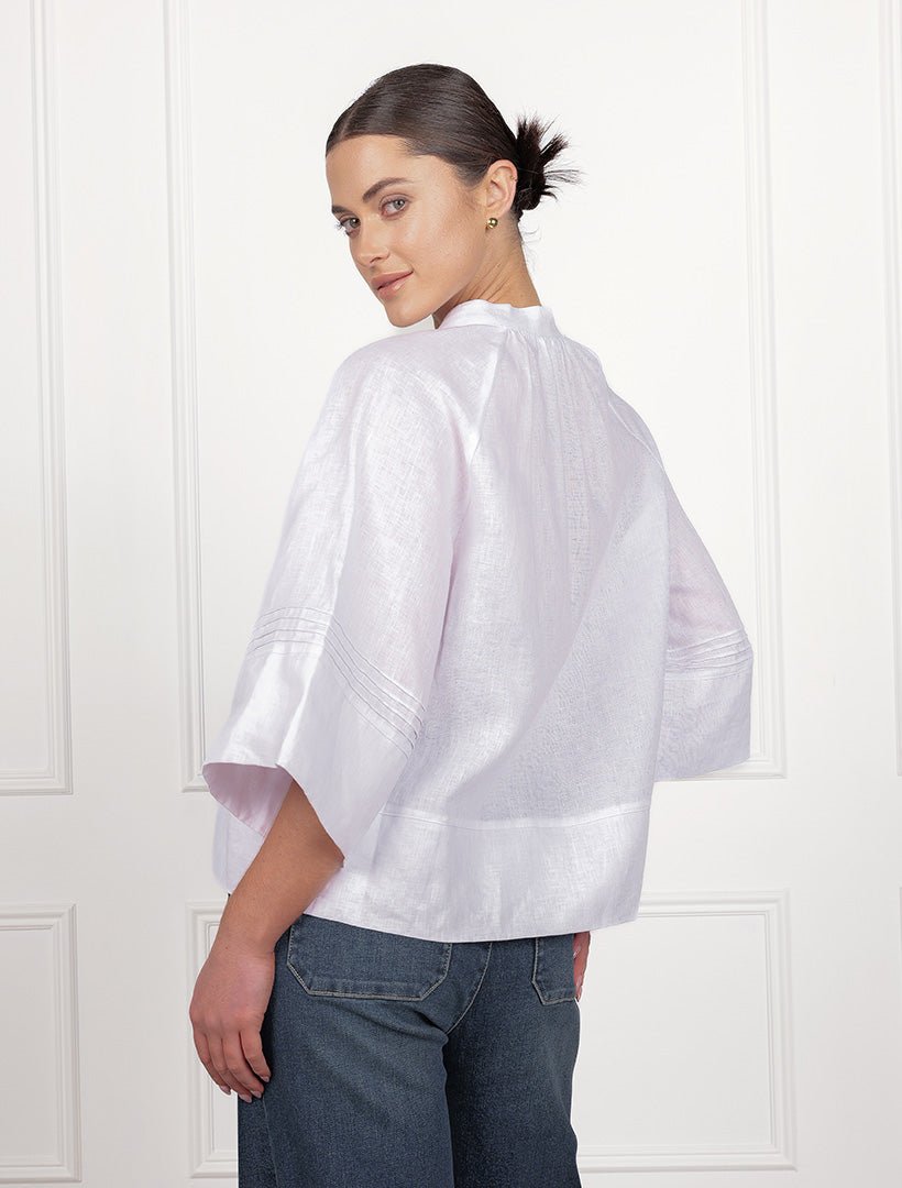 Harriet Linen Shacket White - FINAL SALE - Zjoosh