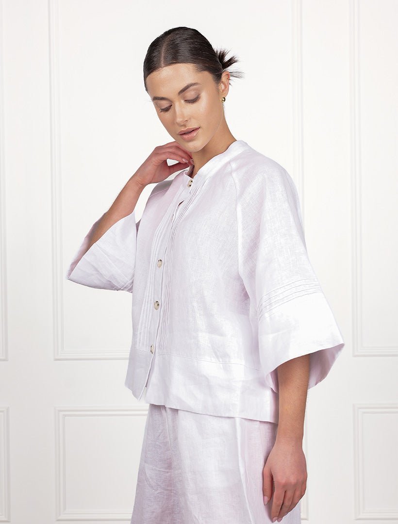 Harriet Linen Shacket White - FINAL SALE - Zjoosh