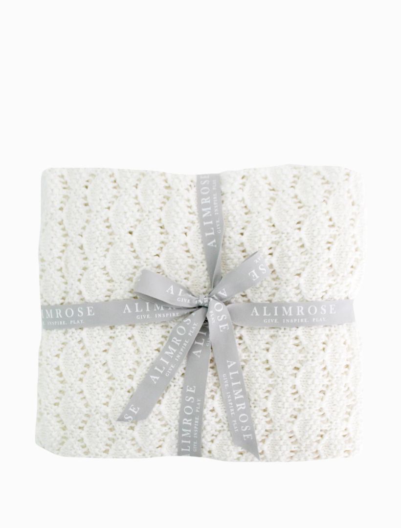 Heritage Knit Baby Blanket Ivory