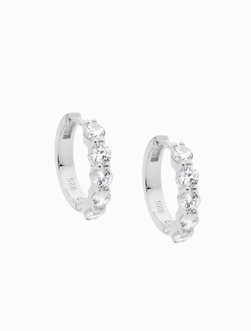 Hoop Earrings Cubic Zirconia Rhodium - Zjoosh