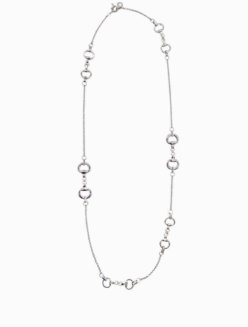 Horsebit Necklace Long Silver - Zjoosh