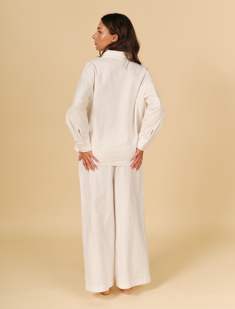 Insignia Flannel Long Sleeve Pyjama White - Zjoosh