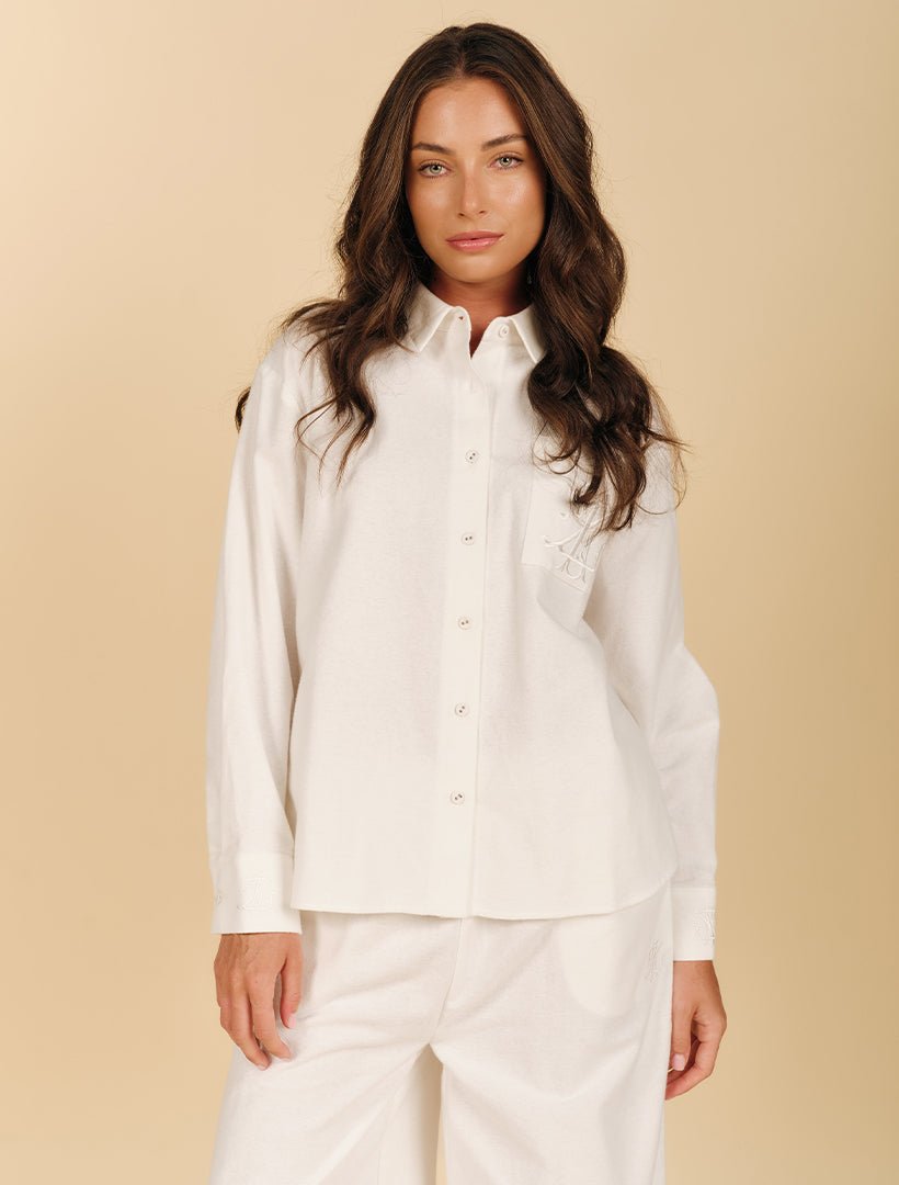 Insignia Flannel Long Sleeve Pyjama White - Zjoosh