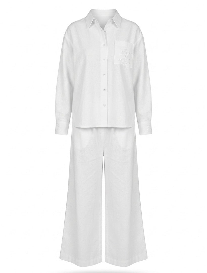 Insignia Flannel Long Sleeve Pyjama White - Zjoosh