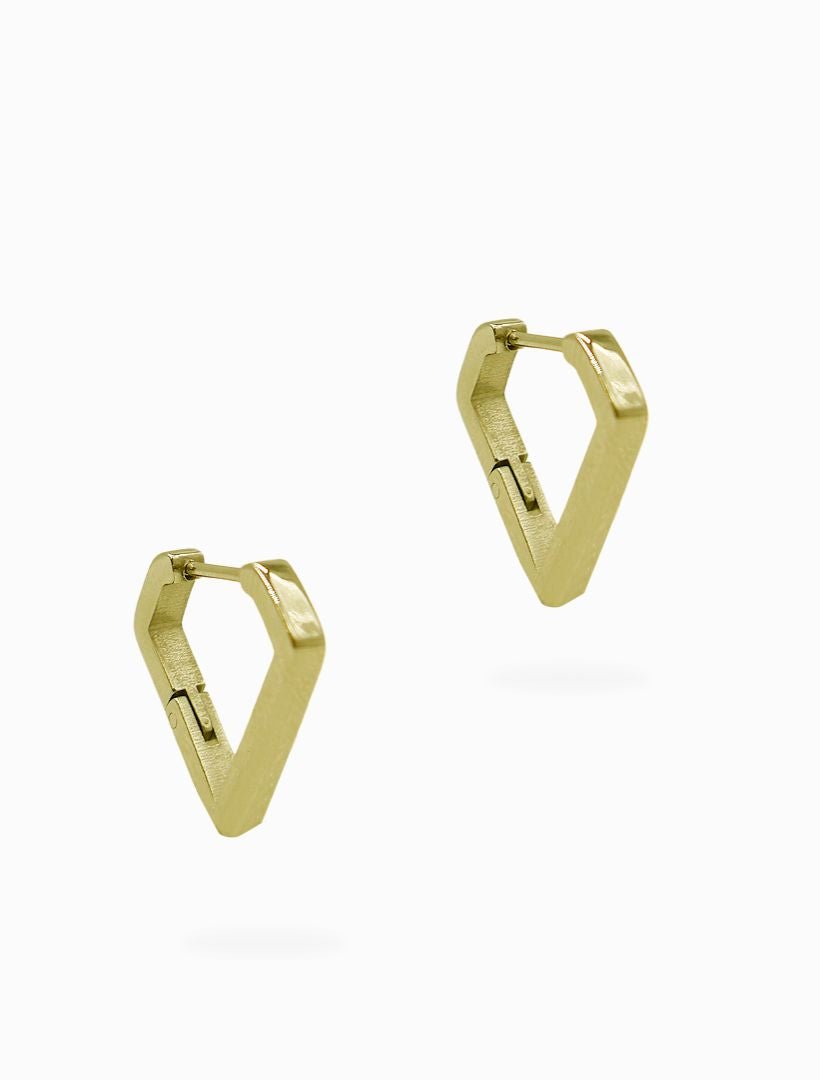 Inverted Peak Lever Hoops Gold - Zjoosh