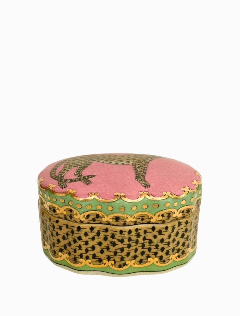 Isla Trinket Box Leopardo Green