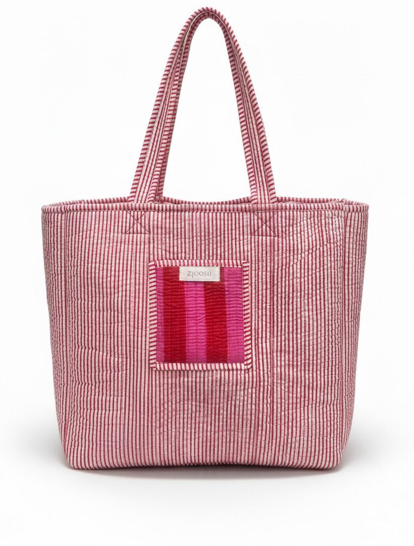 Isola Bella Tote Pink Red Stripes - Zjoosh