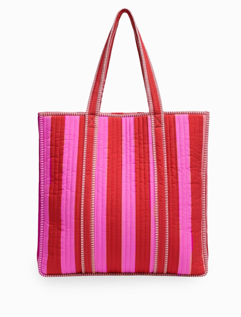 Isola Bella Tote Pink Red Stripes - Zjoosh