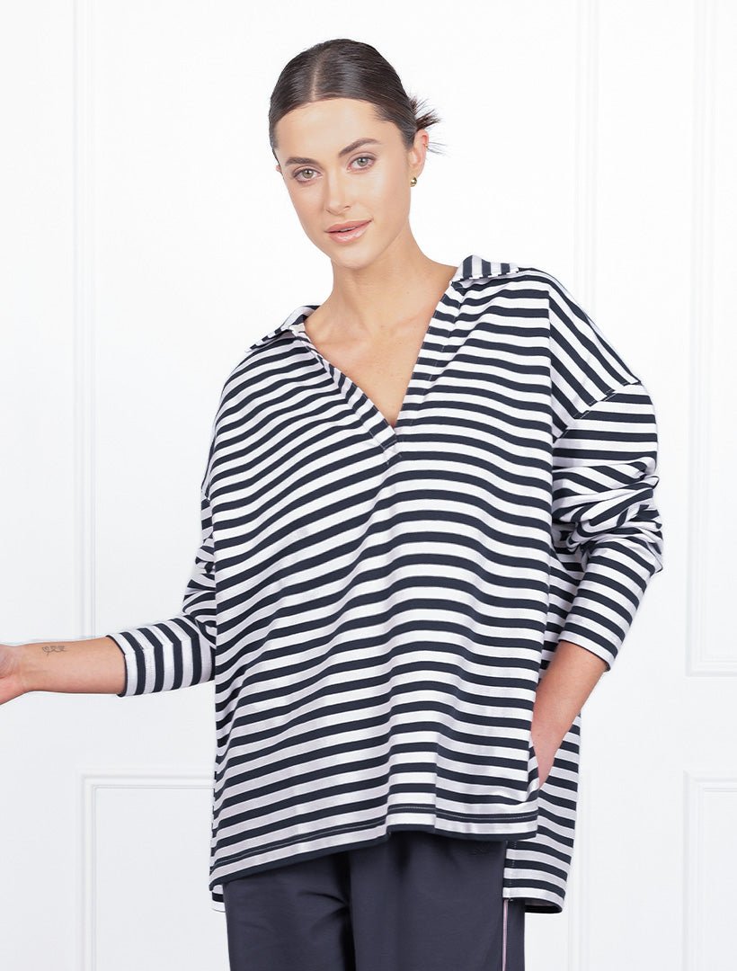 Itinerary Long Sleeve Jersey Navy White - Zjoosh