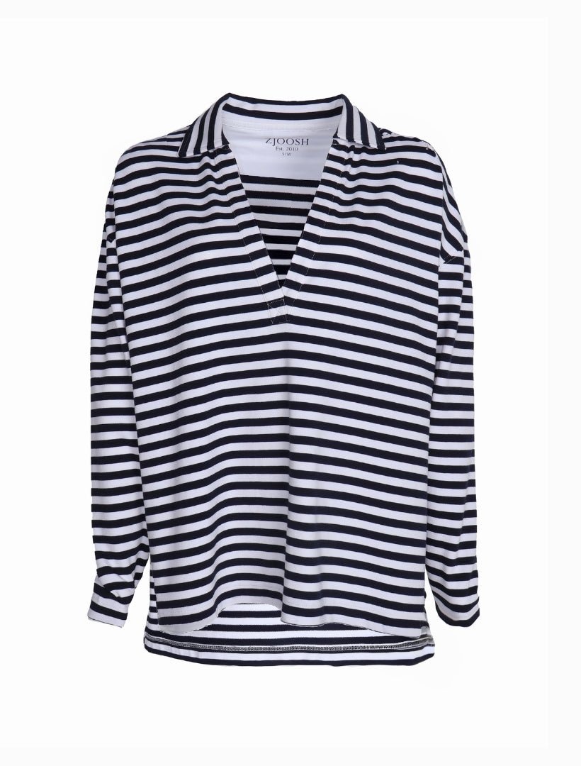 Itinerary Long Sleeve Jersey Navy White - Zjoosh