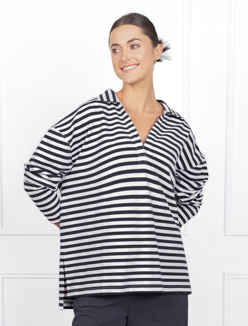 Itinerary Long Sleeve Jersey Navy White - Zjoosh