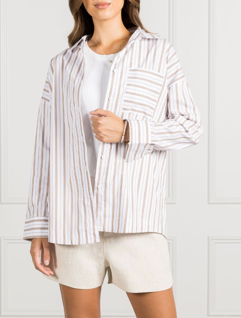 Izzy Stripe Shirt Caramel - Zjoosh