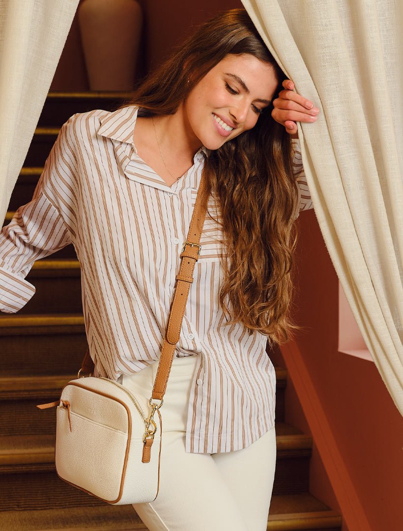 Izzy Stripe Shirt Caramel - Zjoosh