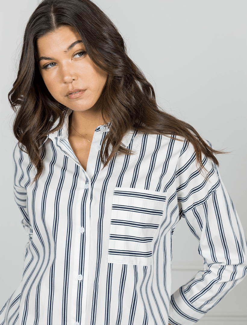 Izzy Striped Shirt Navy - FINAL SALE - Zjoosh