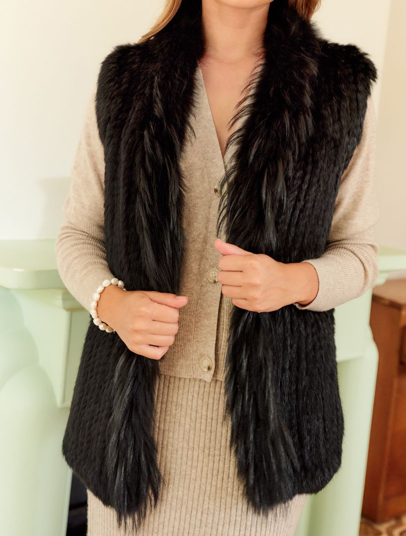 Jenna Fur Vest Black - FINAL SALE - Zjoosh