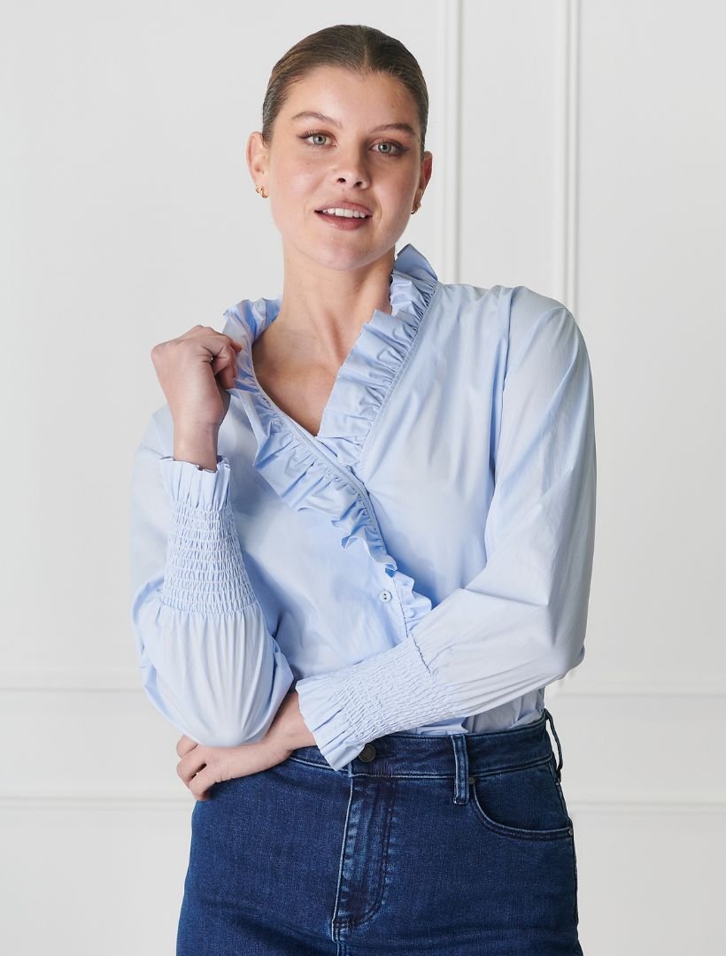 Jessie V Shirt Blue - Zjoosh