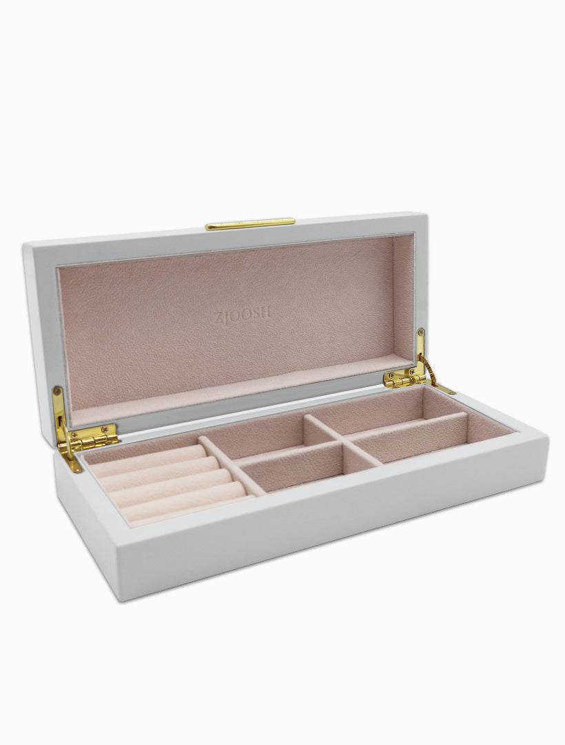 Long Lacquered Jewellery Box White