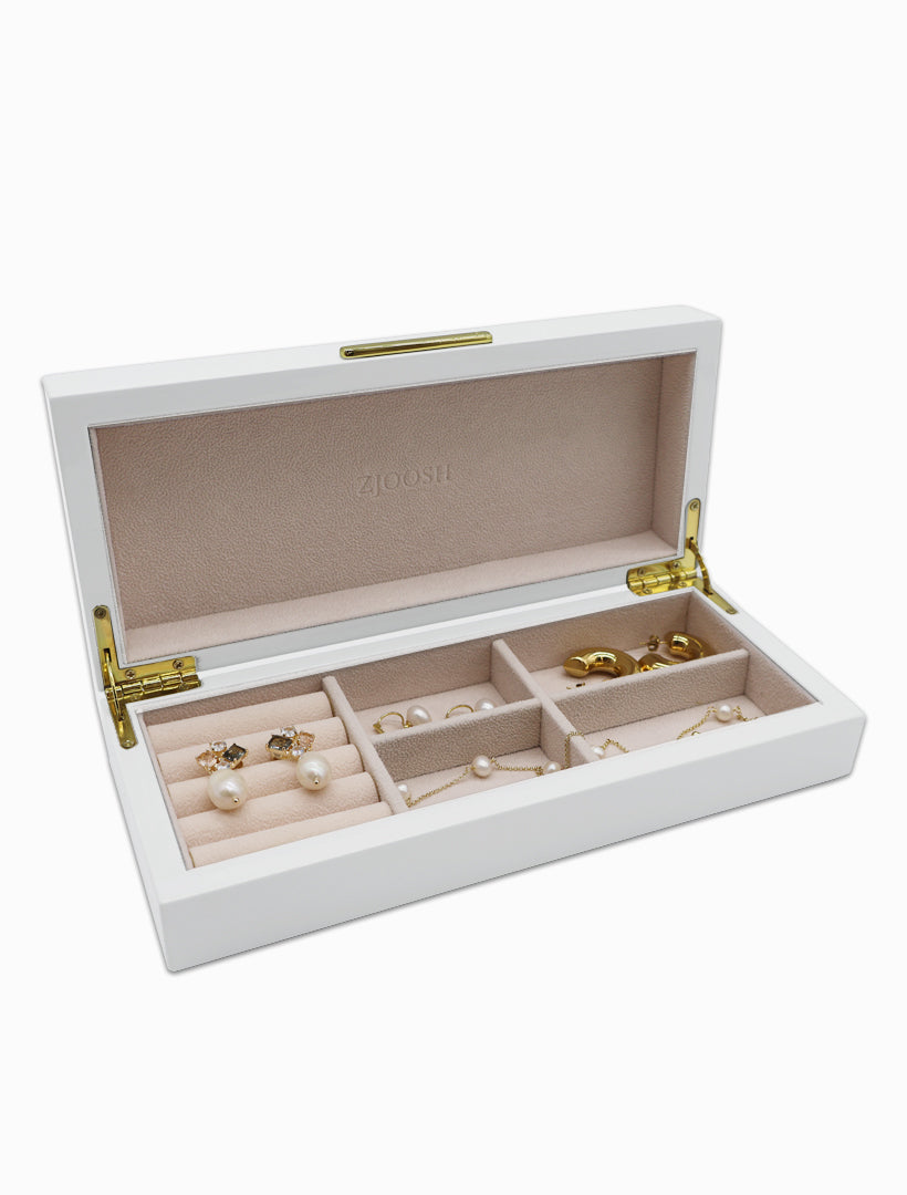 Long Lacquered Jewellery Box White