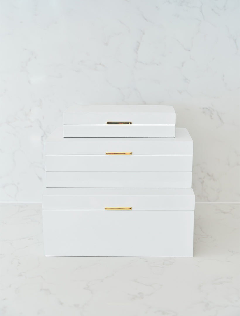 Long Lacquered Jewellery Box White