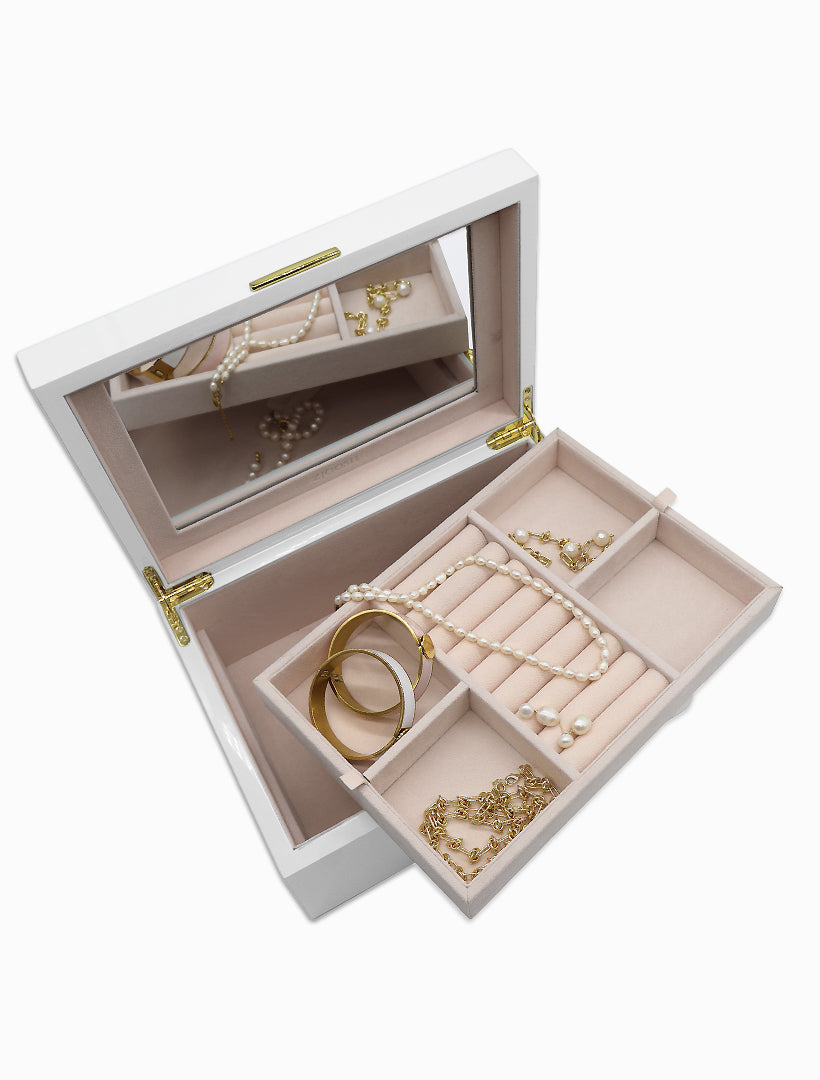 Lacquered Jewellery Box White Large