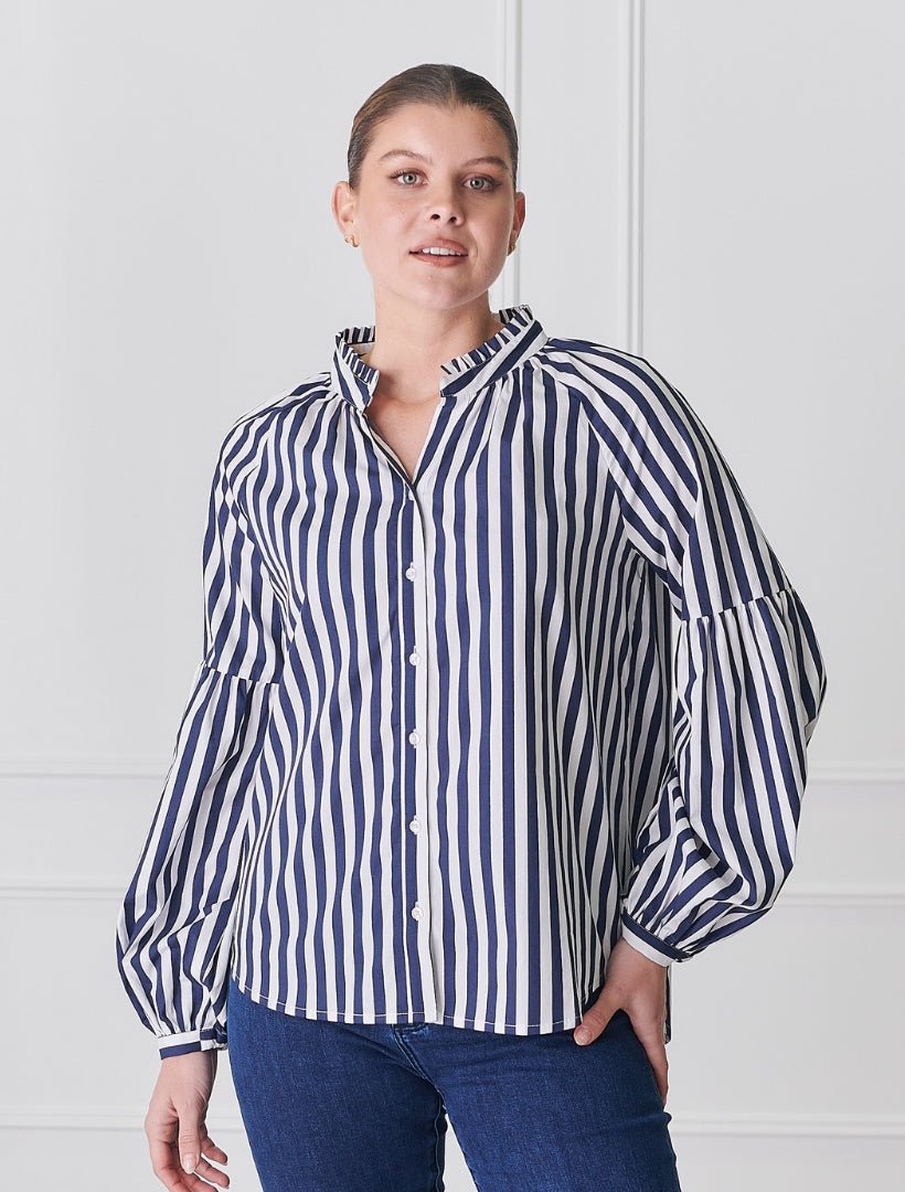 Jo Stripe Shirt Navy - FINAL SALE - Zjoosh