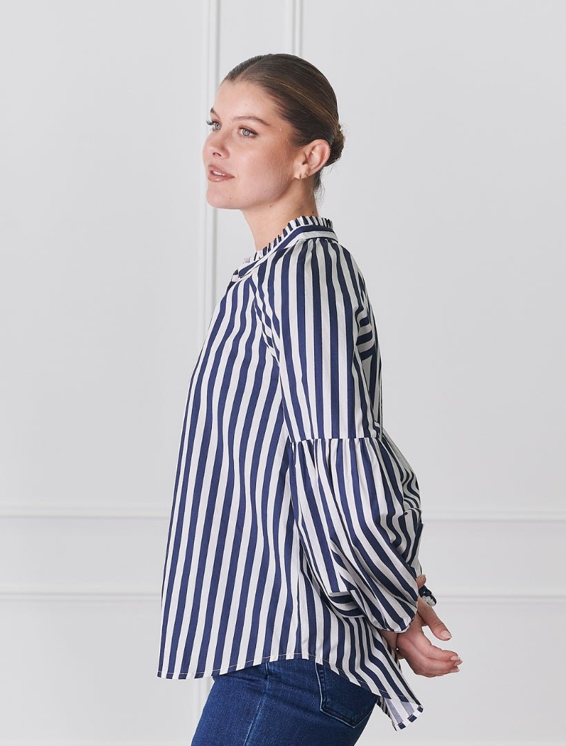 Jo Stripe Shirt Navy - FINAL SALE - Zjoosh