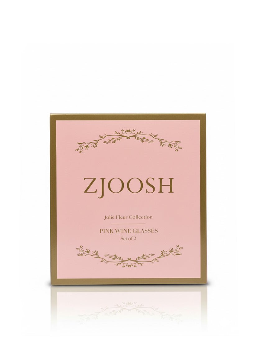 Jolie Fleur Crystal Wine Glasses Pink - Zjoosh