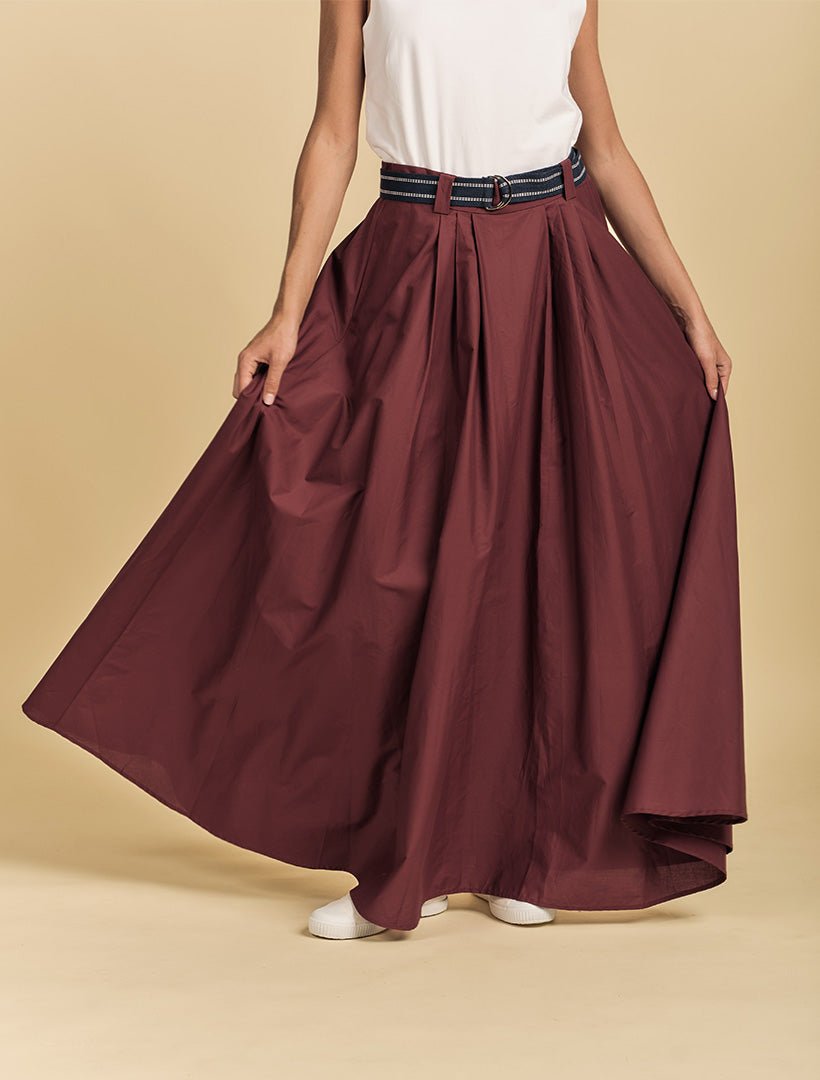 Kara Cotton Maxi Skirt Burgundy - Zjoosh
