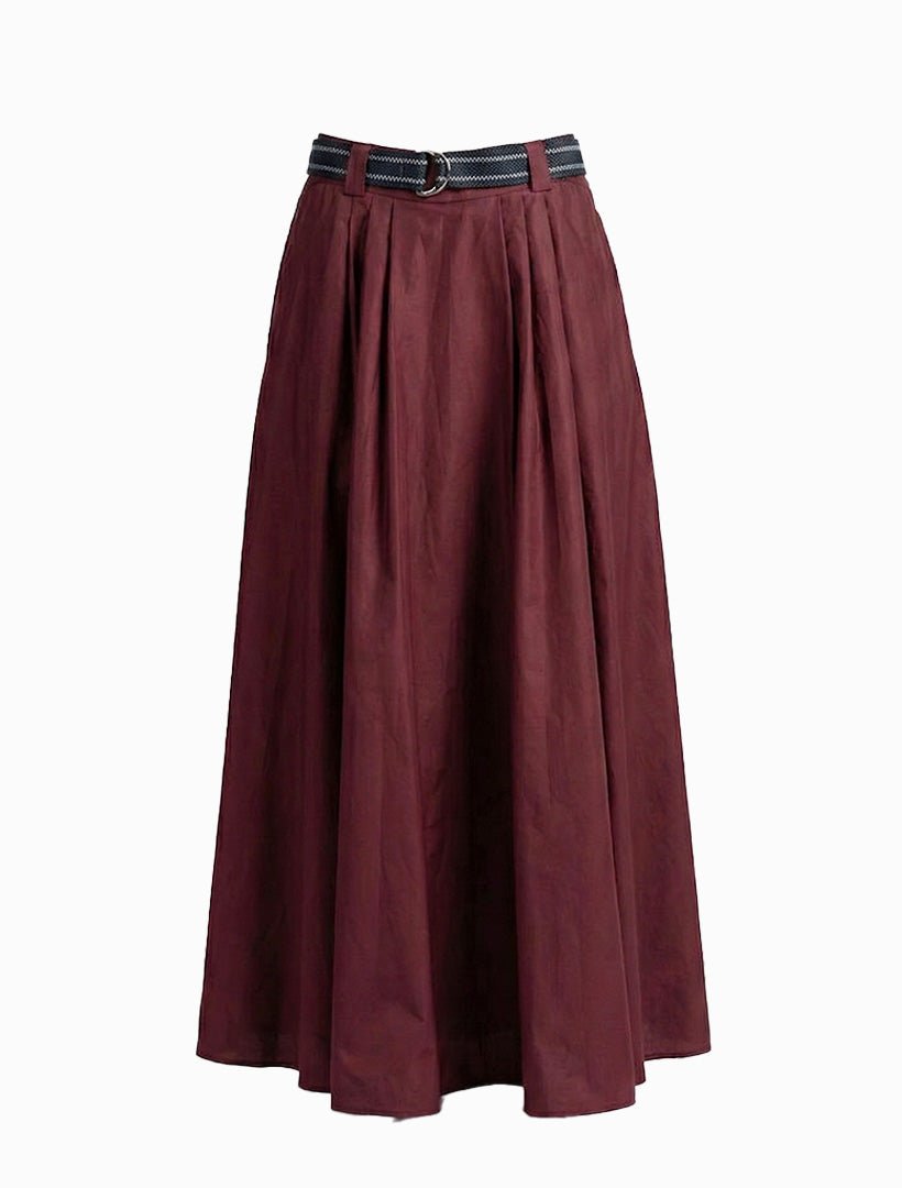 Kara Cotton Maxi Skirt Burgundy - Zjoosh