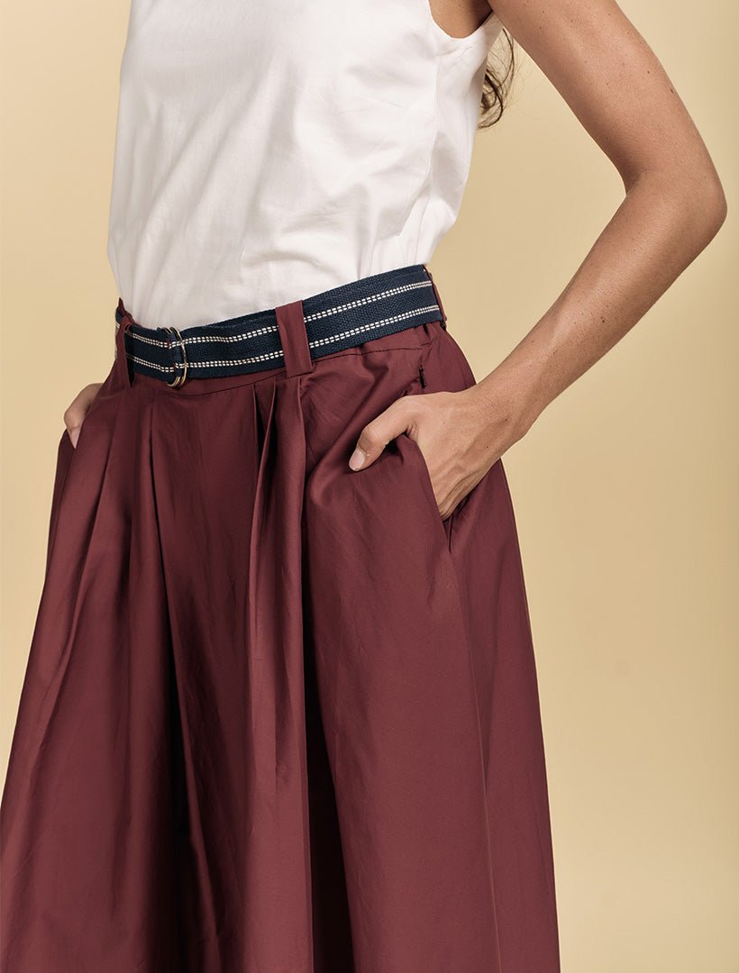 Kara Cotton Maxi Skirt Burgundy - Zjoosh