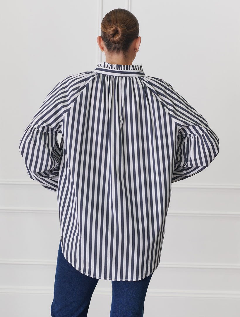 Kell Bold Stripe Shirt Indigo - Zjoosh