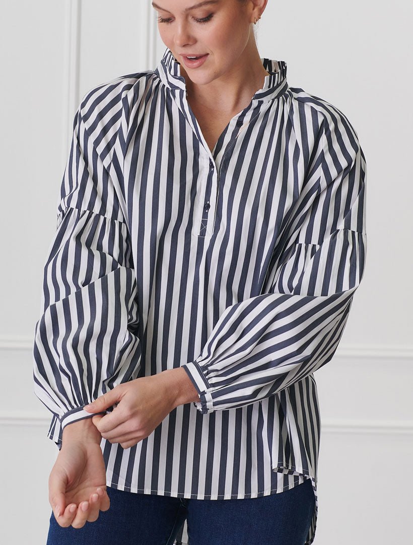 Kell Bold Stripe Shirt Indigo - Zjoosh