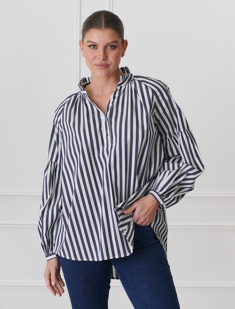 Kell Bold Stripe Shirt Indigo - Zjoosh