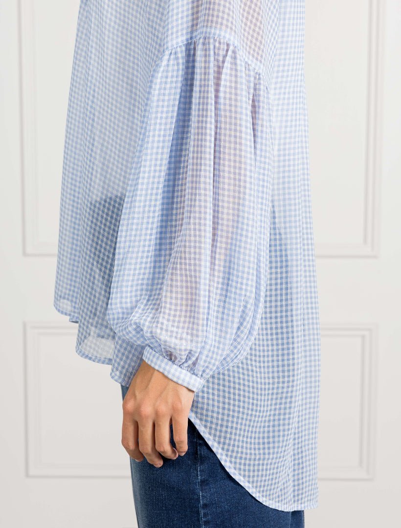 Kell Gingham Top Ice Blue - Zjoosh