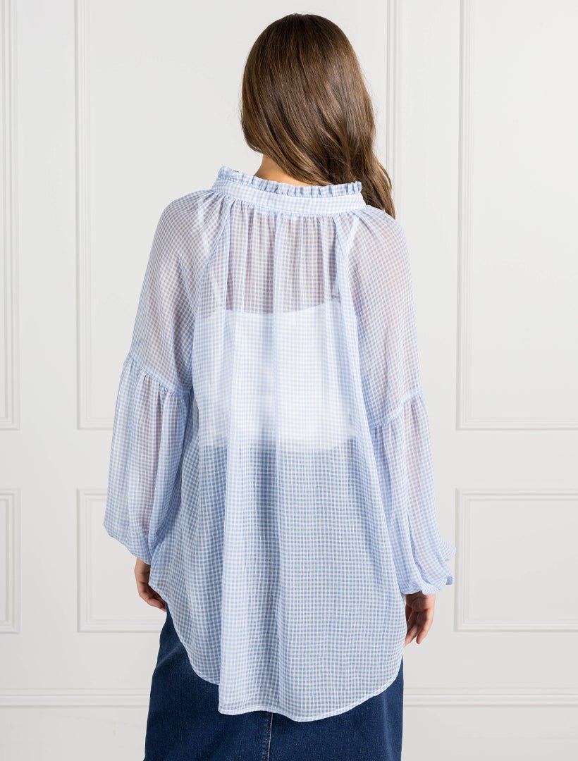 Kell Gingham Top Ice Blue - Zjoosh