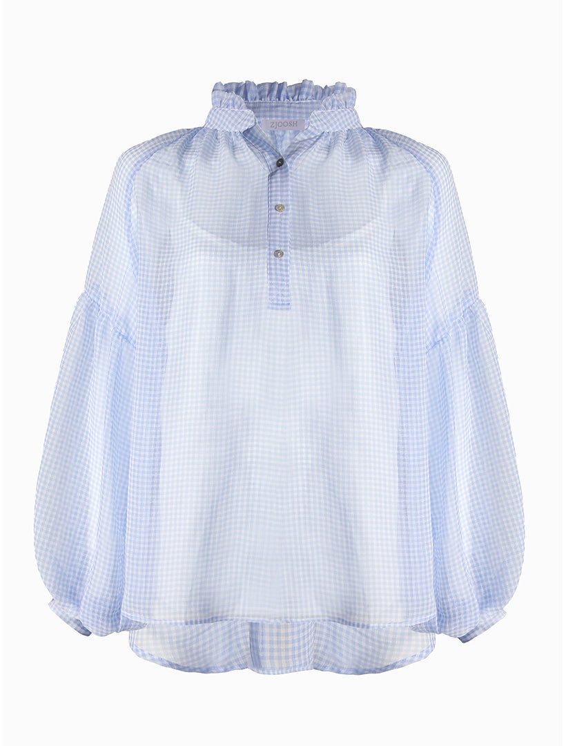 Kell Gingham Top Ice Blue - Zjoosh