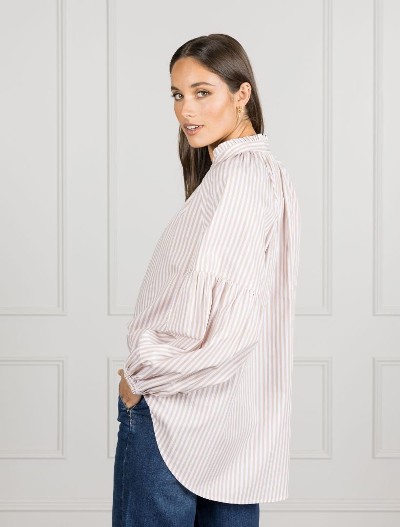 Kell Shirt Stripe Beige - Zjoosh