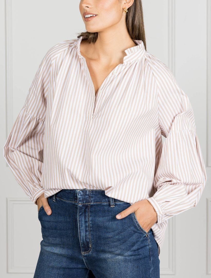 Kell Shirt Stripe Beige - Zjoosh