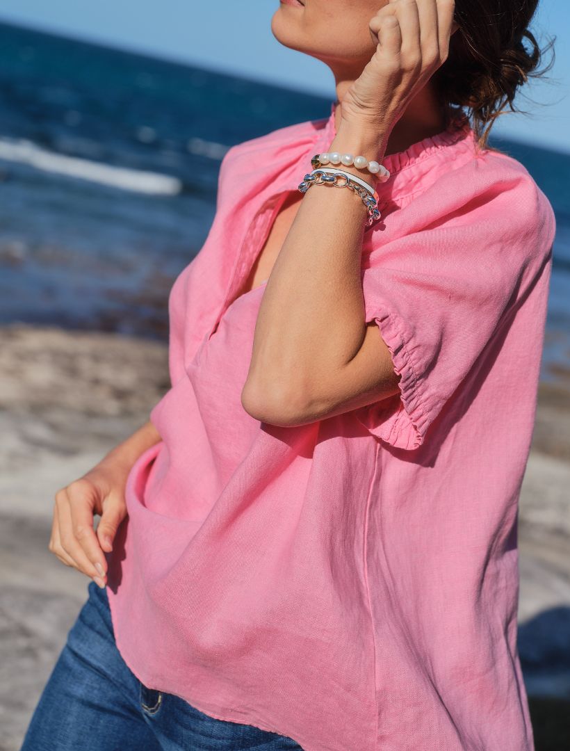 Kell Bell Linen Shirt Pink