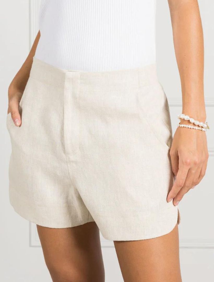 Kirsty Linen Tailored Short Oatmeal - Zjoosh