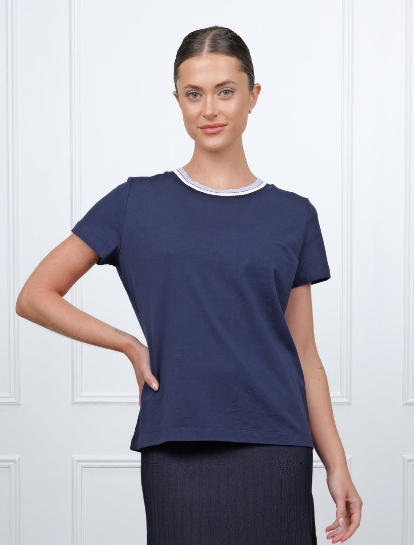 Knit Collar Tee Navy - FINAL SALE - Zjoosh