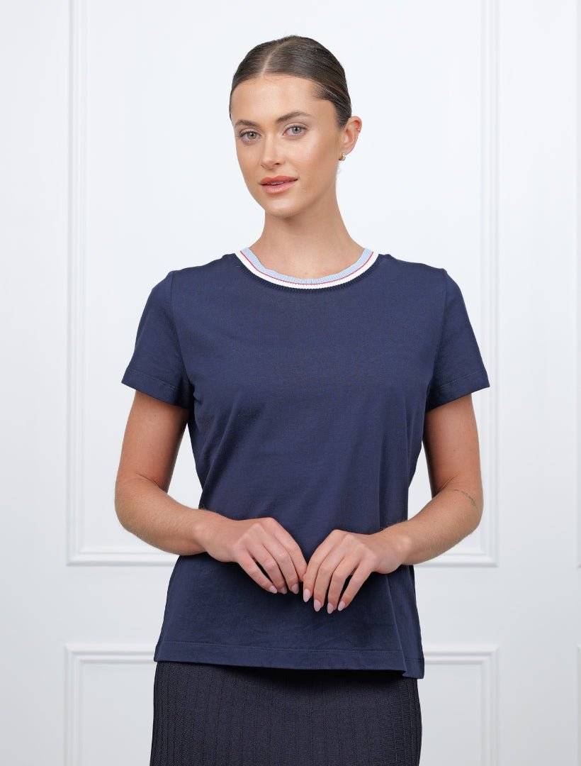 Knit Collar Tee Navy - FINAL SALE - Zjoosh