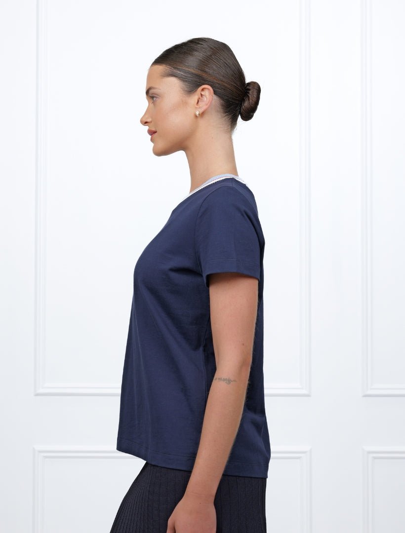 Knit Collar Tee Navy - FINAL SALE - Zjoosh