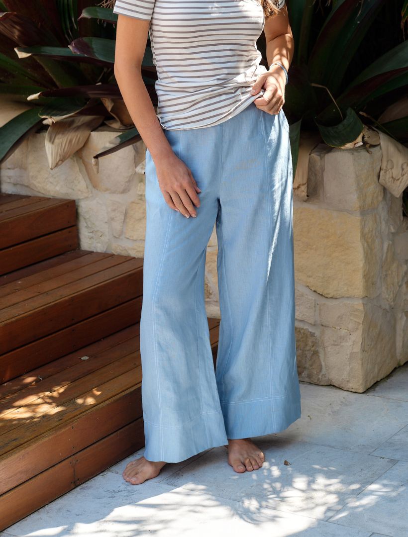 Lacalle Linen Pant Duck Egg Blue - FINAL SALE - Zjoosh