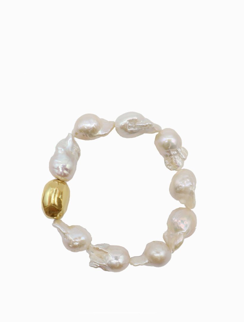 Large Baroque Pearl Bean Bracelet - Zjoosh