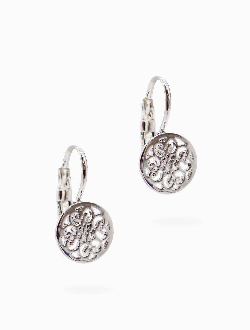 Laser Flower French Hooks Silver - Zjoosh