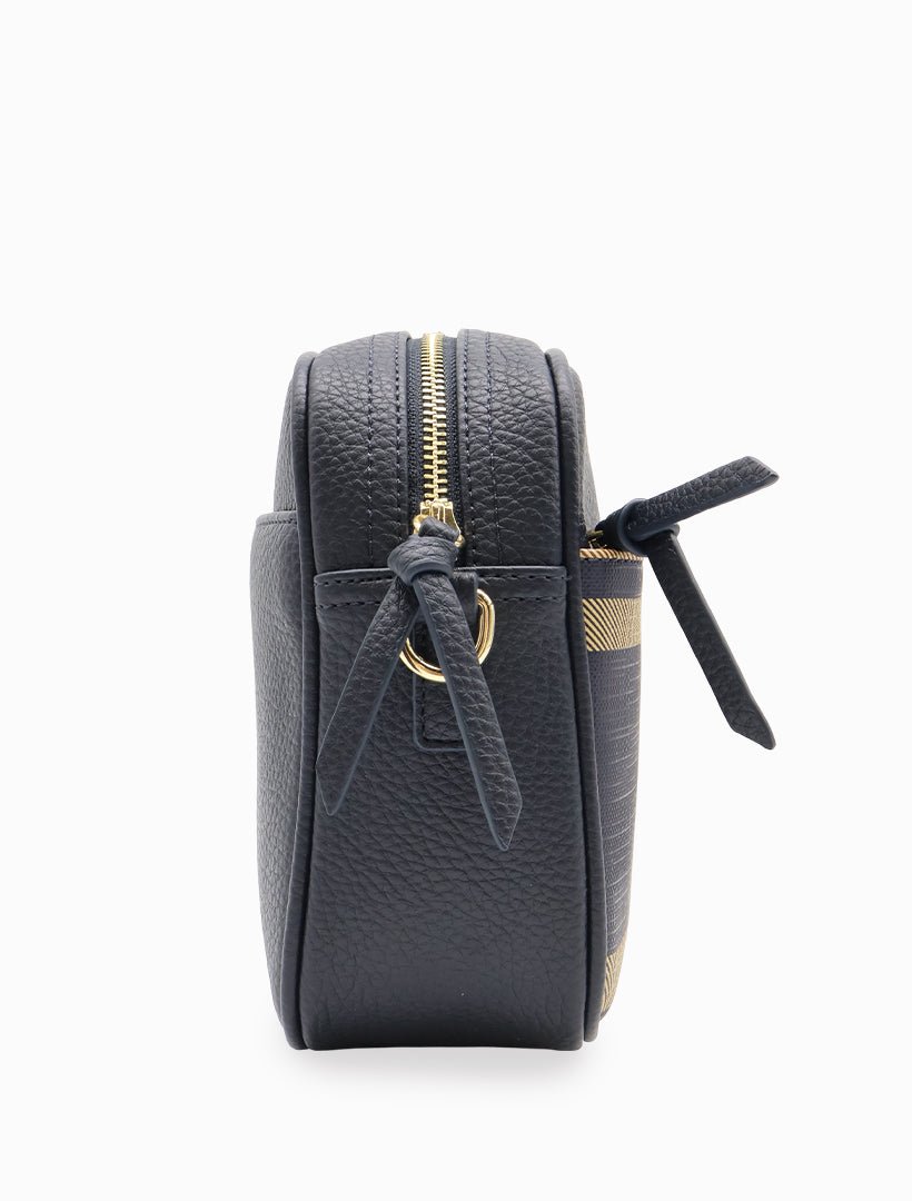 Leah Check Cross Body Bag Navy - Zjoosh
