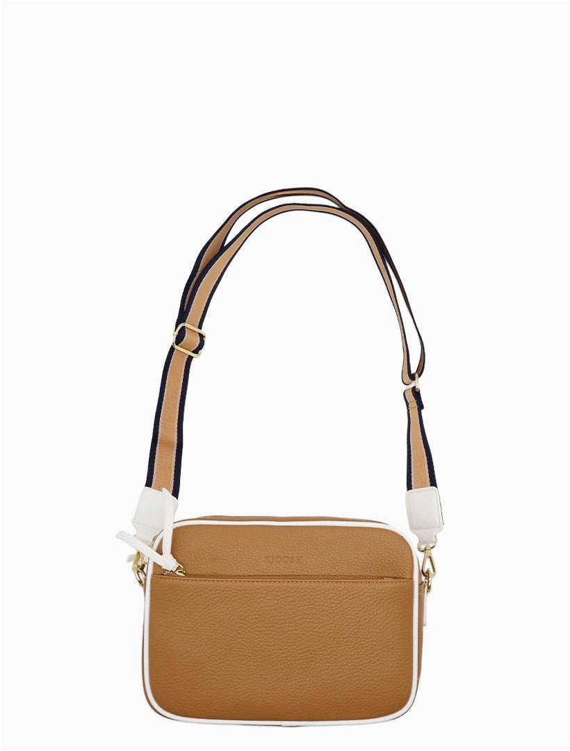 Leah Cross Body Bag Dual Tone Tan White - Zjoosh